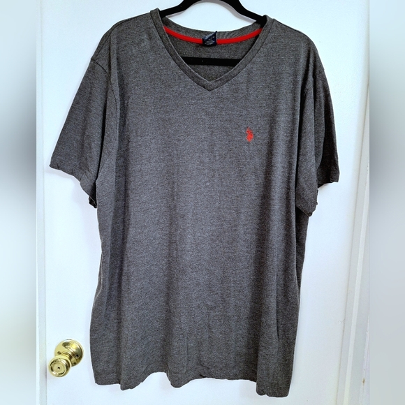 U.S. POLO ASSN. Mens Womens V-Neck T-Shirt Shortsleeve Logo Lighweight Gray XXL - Picture 2 of 13